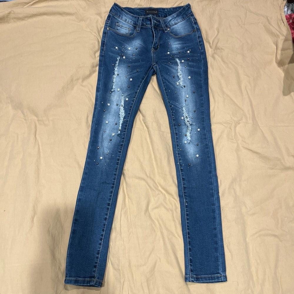 Blue Distressed Women's Jeans
